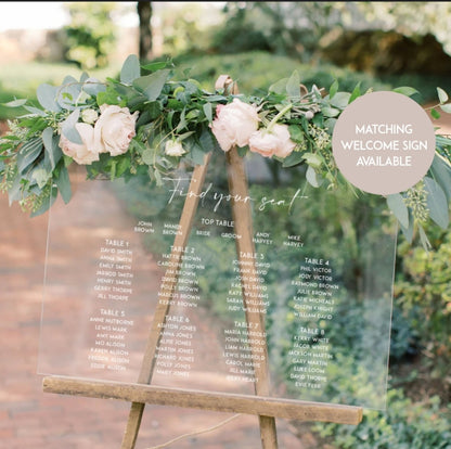 Acrylic welcome & seating plan